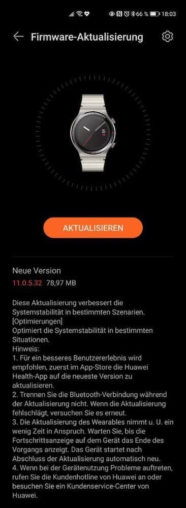 Porsche Design Huawei Watch GT2 aggiornamento