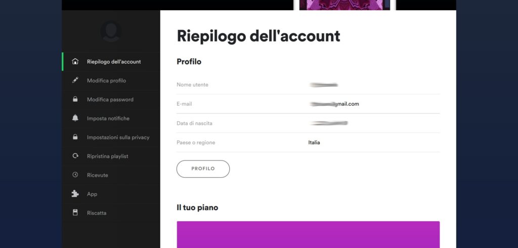 Disattivare Spotify Premium dal sito ufficiale