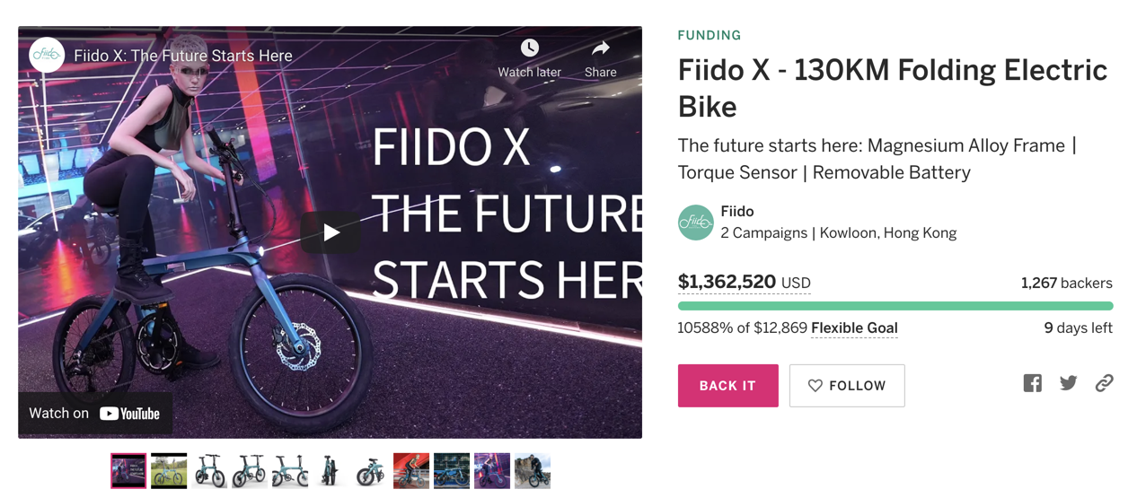Fiido X è la prima ebike a superare un milione di euro su Indiegogo 1