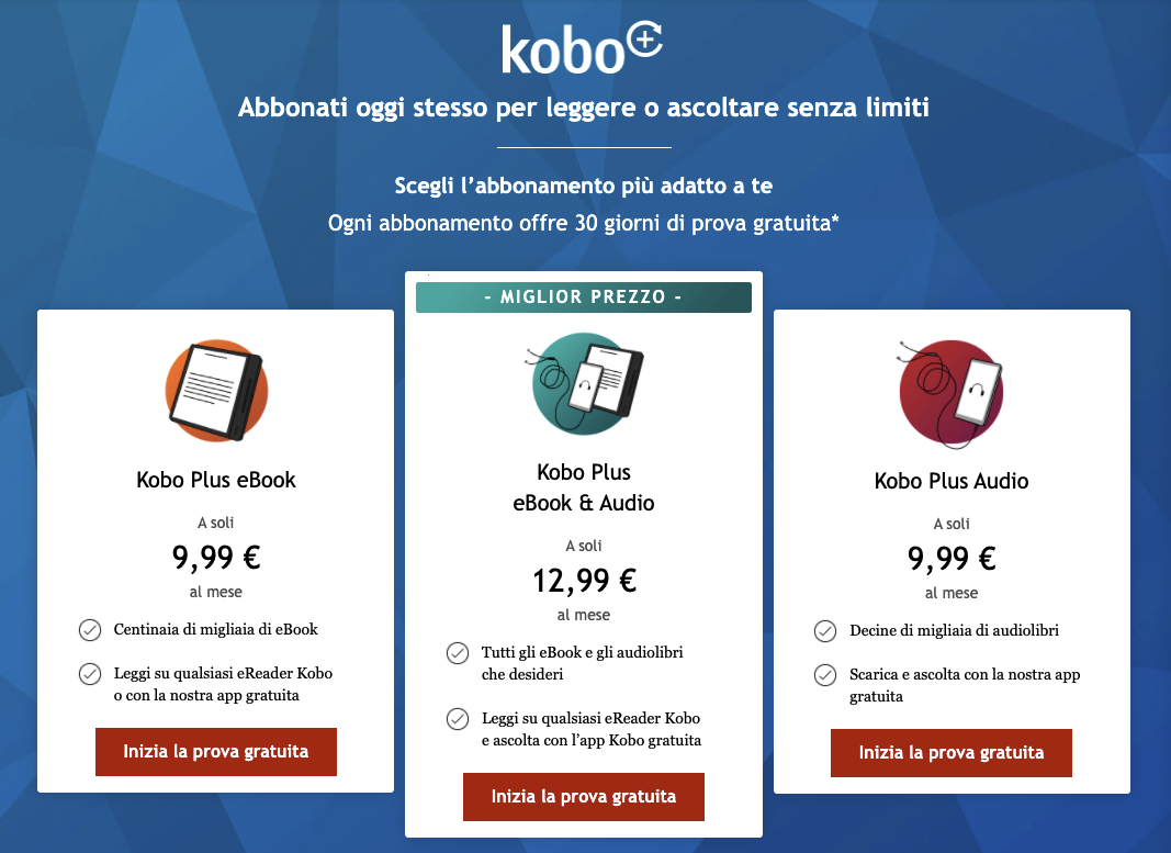 Kobo Plus arriva in Italia con ebook e audiolibri senza limiti a partire da 10 euro al mese 1