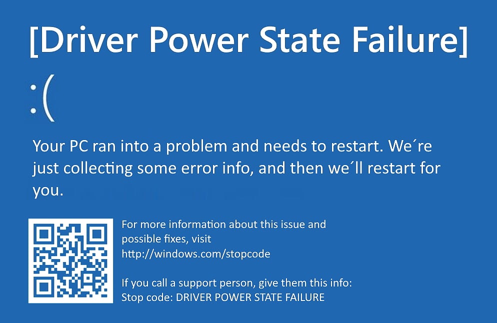 Windows Driver Power State Failure schermata blu