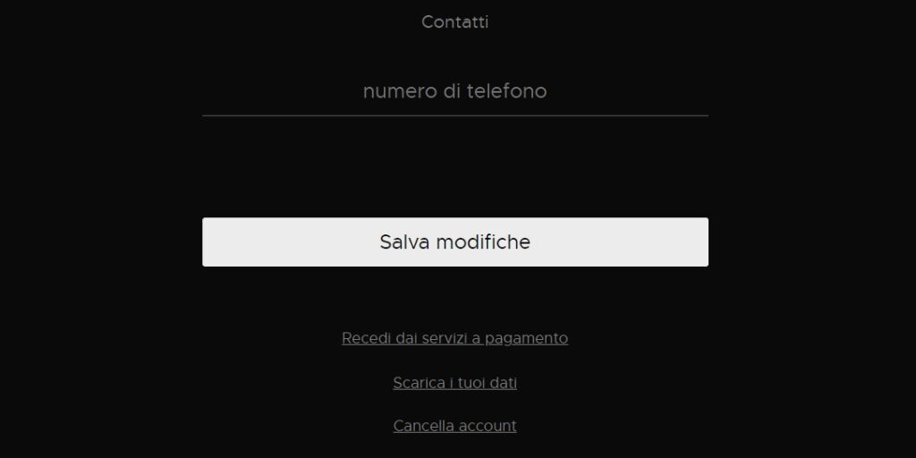 Cancellare account Mediaset Infinity Plus