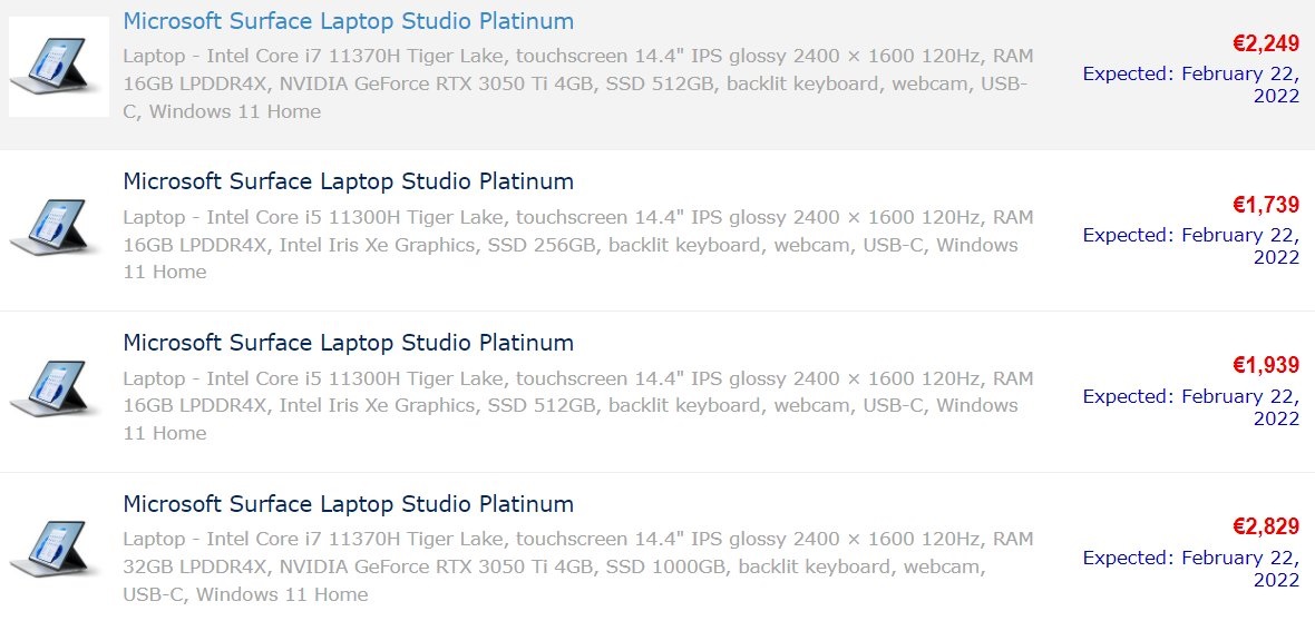 Microsoft Surface Laptop Studio leak prezzi europa