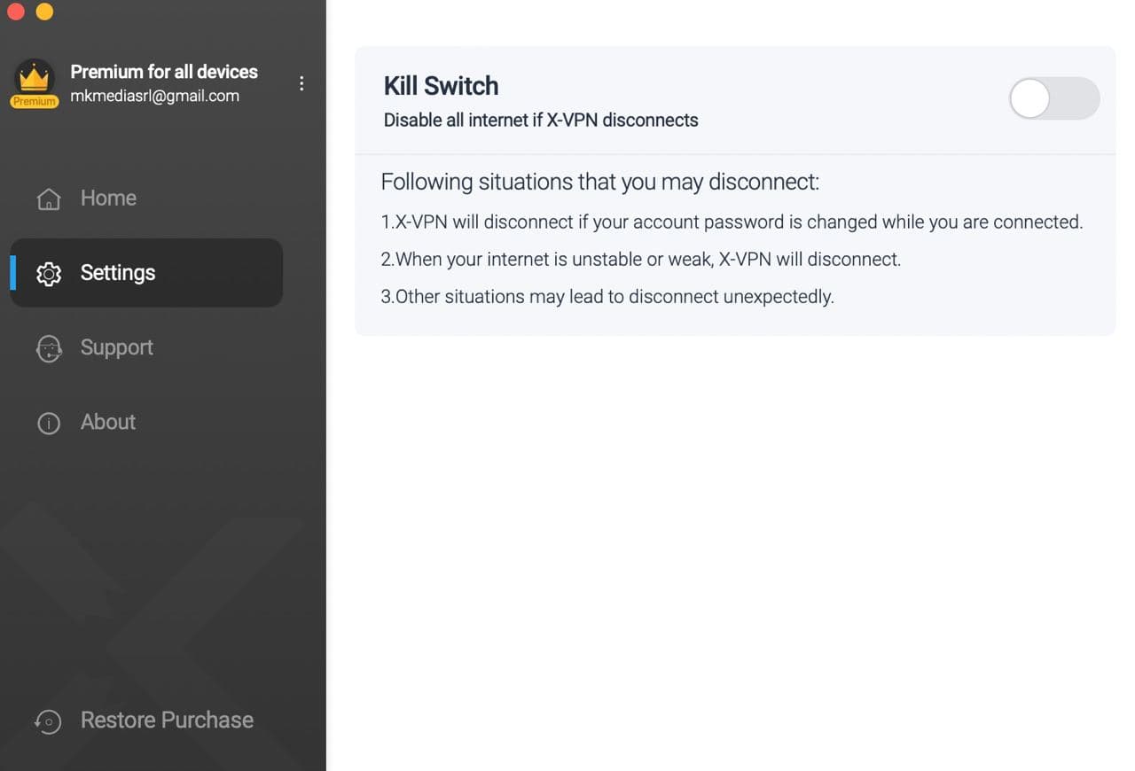 Kill switch X-VPN macOS