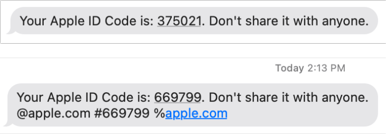 apple sms code