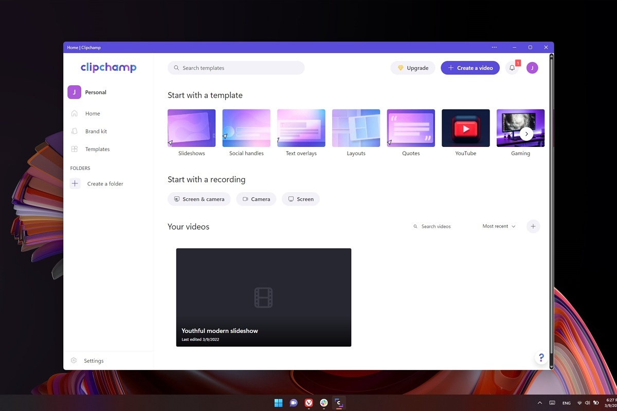 Windows 11 build 22572 Clipchamp