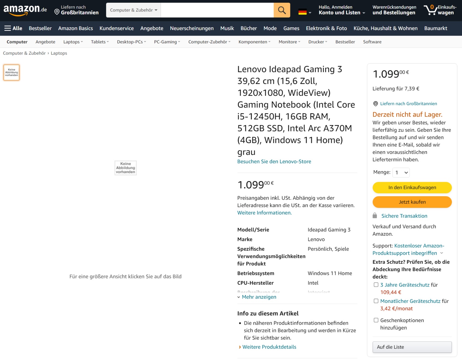 Lenovo IdeaPad 3i Amazon Germania