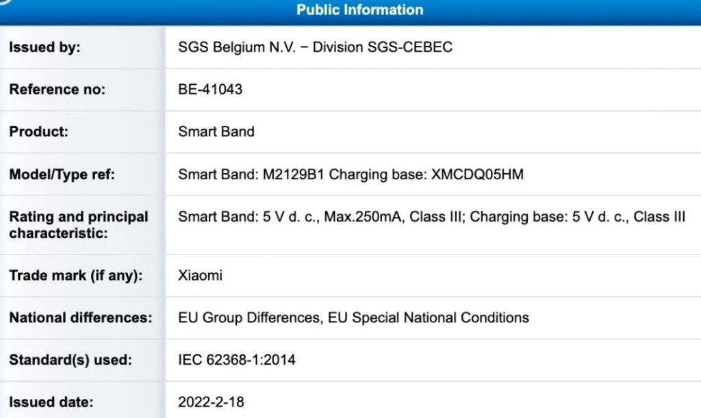 Autonomia doppia per Xiaomi Mi Smart Band 7, parola dell'ultima certificazione 4