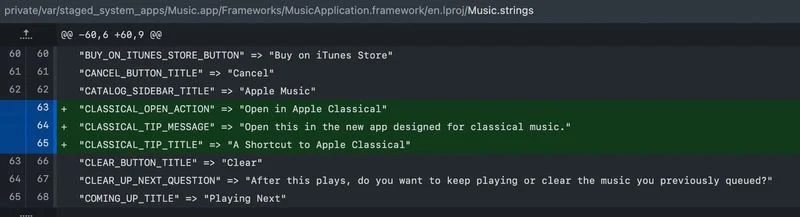 riferimenti ad Apple Classical nella beta 1 di iOS 15.5