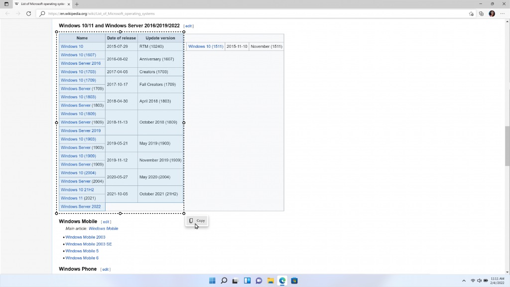 Il nuovo sistema per copiare informazioni di Microsoft Edge