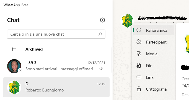 Le novità in WhatsApp per Windows Beta UWP 2.2213.3.0