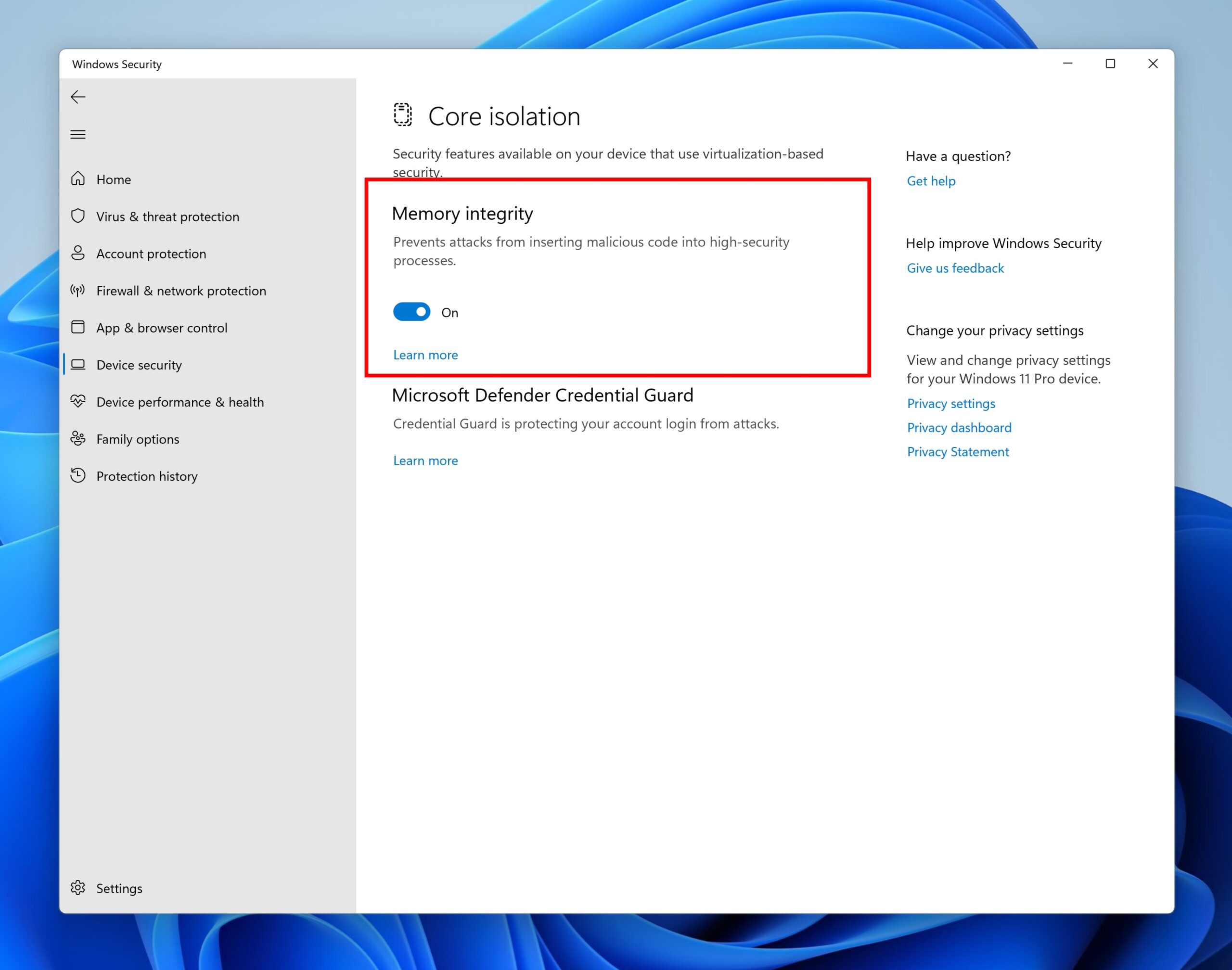 La nuova modalità di sicurezza nella build 22593 Insider Preview di Windows 11