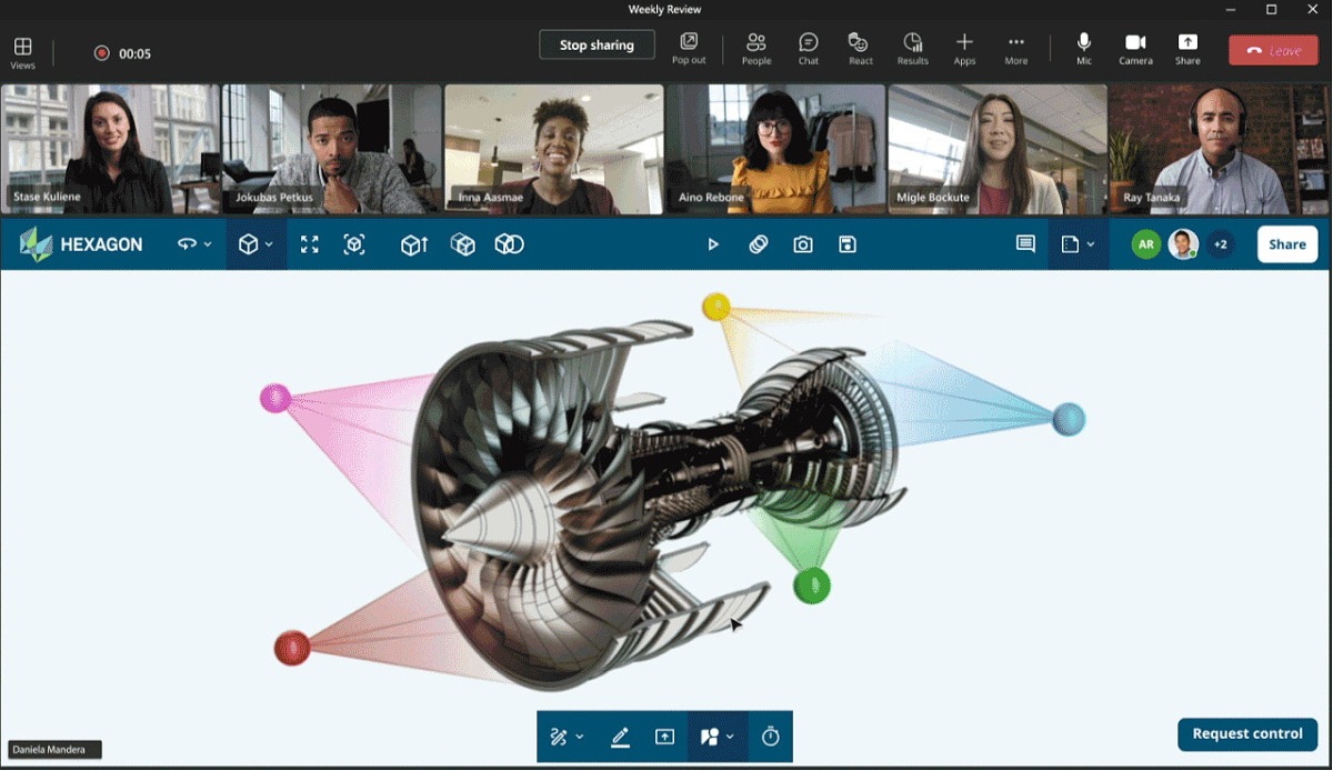 esempio di Live Share con Hexagon per Teams