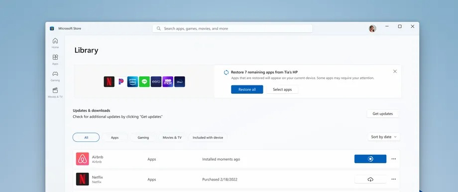 funzione di ripristino app Microsoft Store