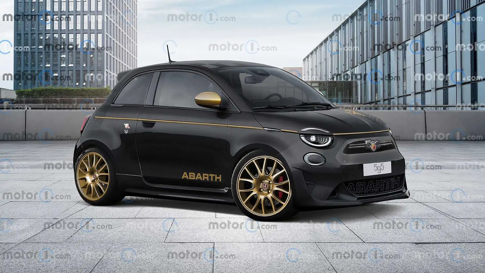 Abarth 500 elettrica rendering