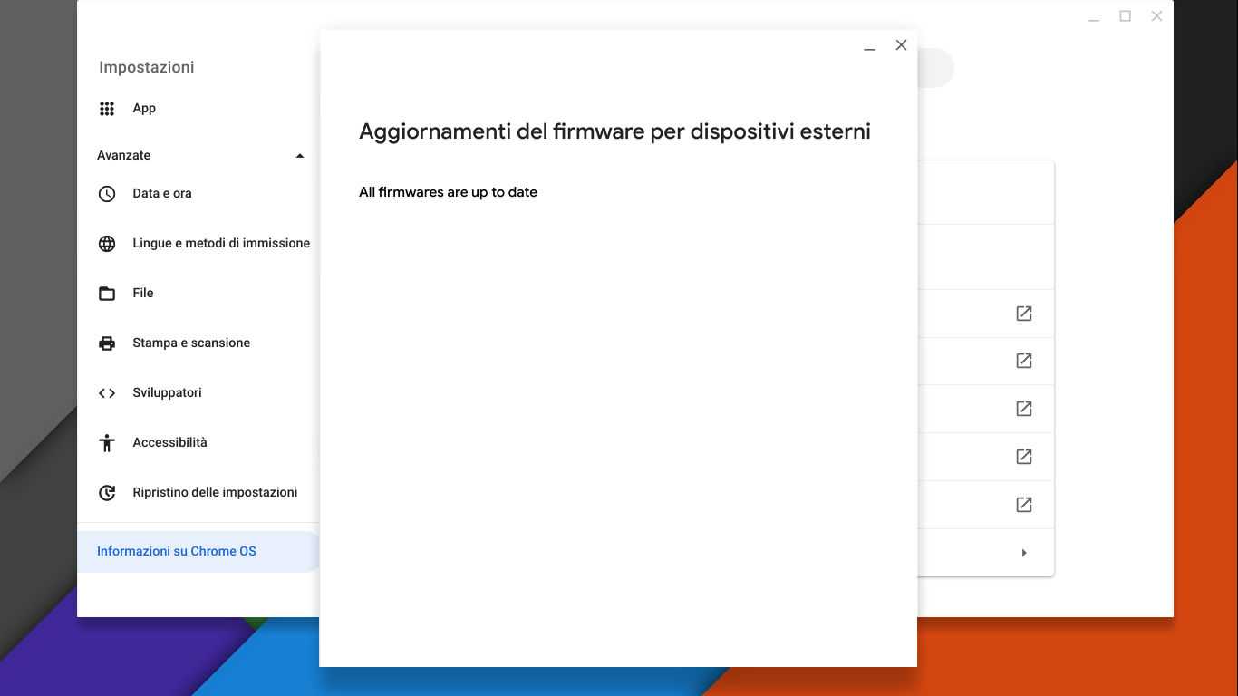 Chrome OS 101 aggiornamento firmware periferiche