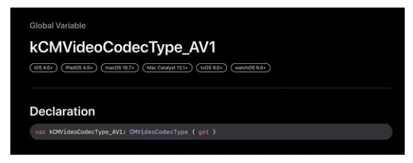 Apple indizi supporto codec AV1