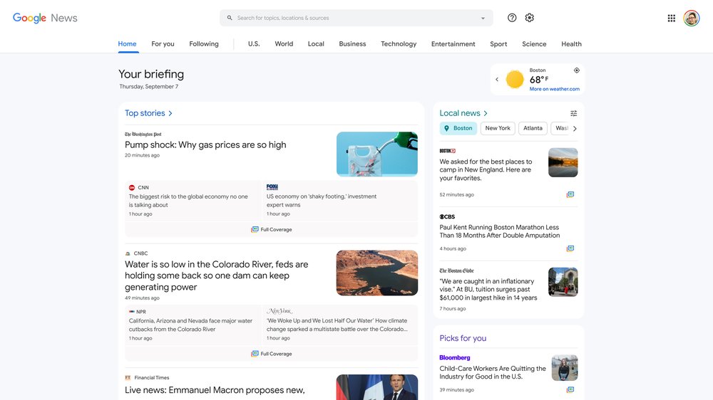 Google News nuova interfaccia desktop