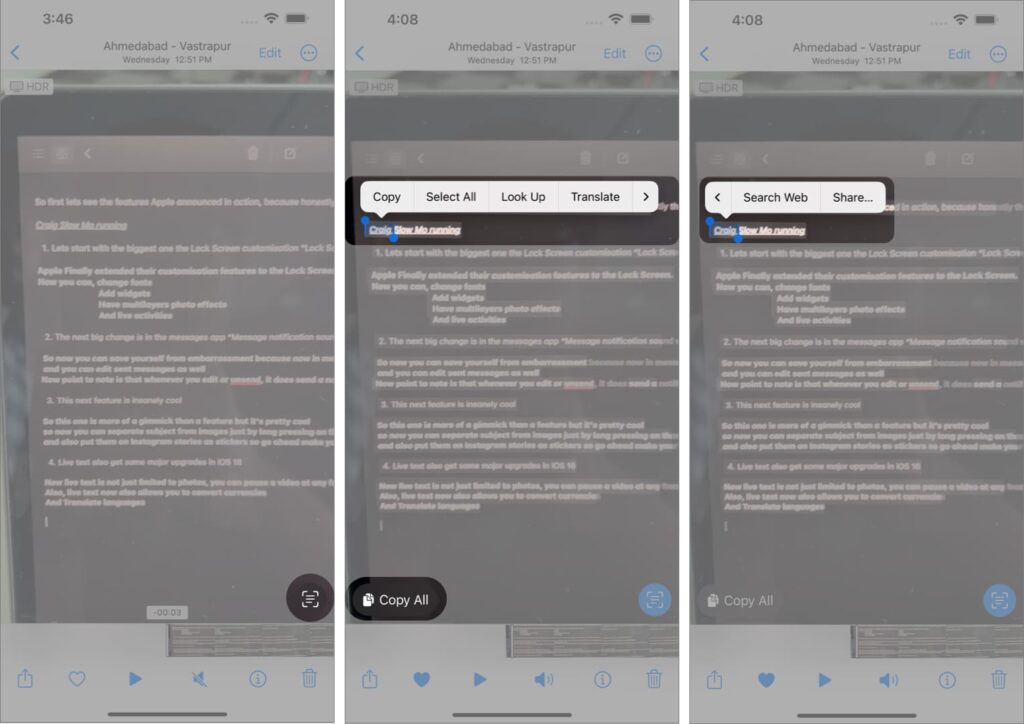come usare Live Text per i video su iPhone