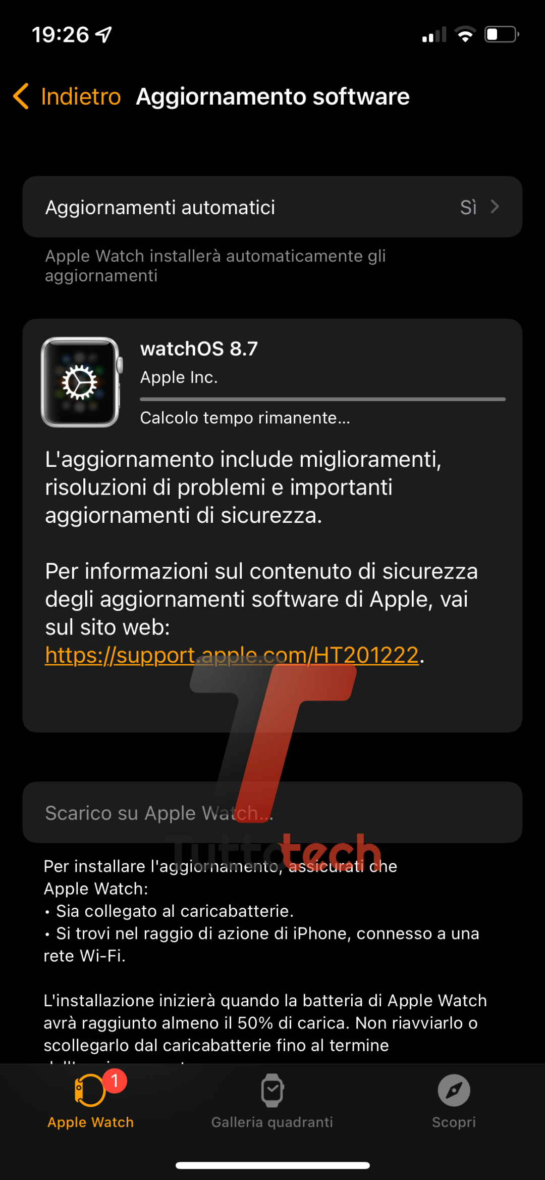 Il changelog dell'aggiornamento a watchOS 8.7 su Apple Watch 6