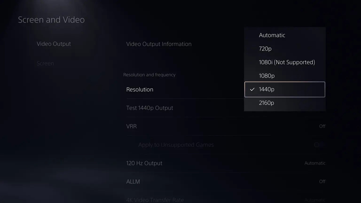 PS5 firmware beta opzione 1440p