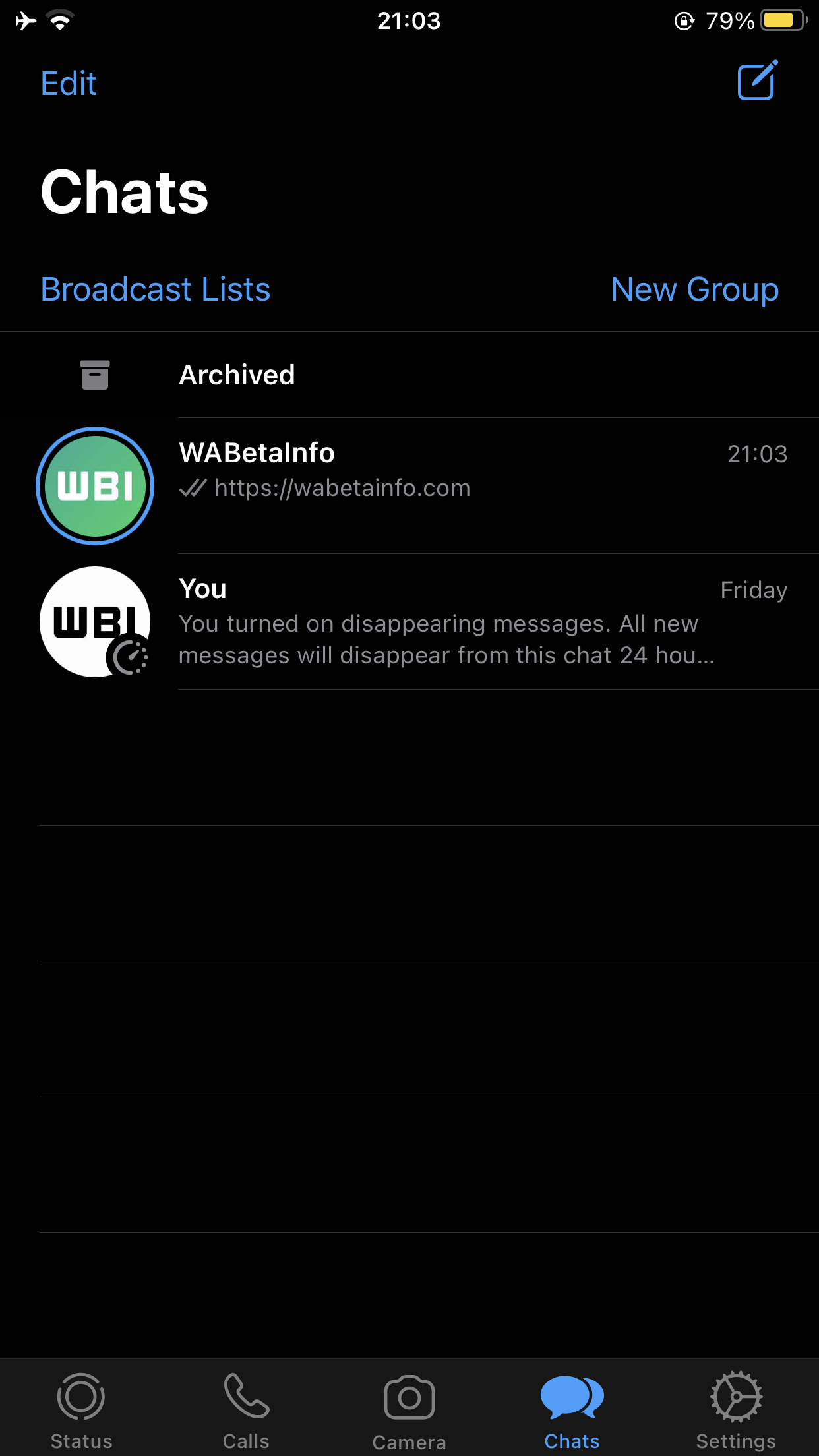 whatsapp beta ios aggiornamenti stato lista chat