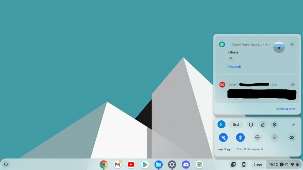 ChromeOS 104 notifiche raggruppate per mittente