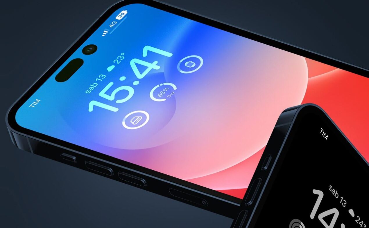 iPhone 14 Pro con iOS 16 si mostra in un concept