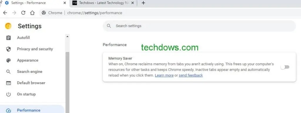 Google Chrome flag risparmio memoria