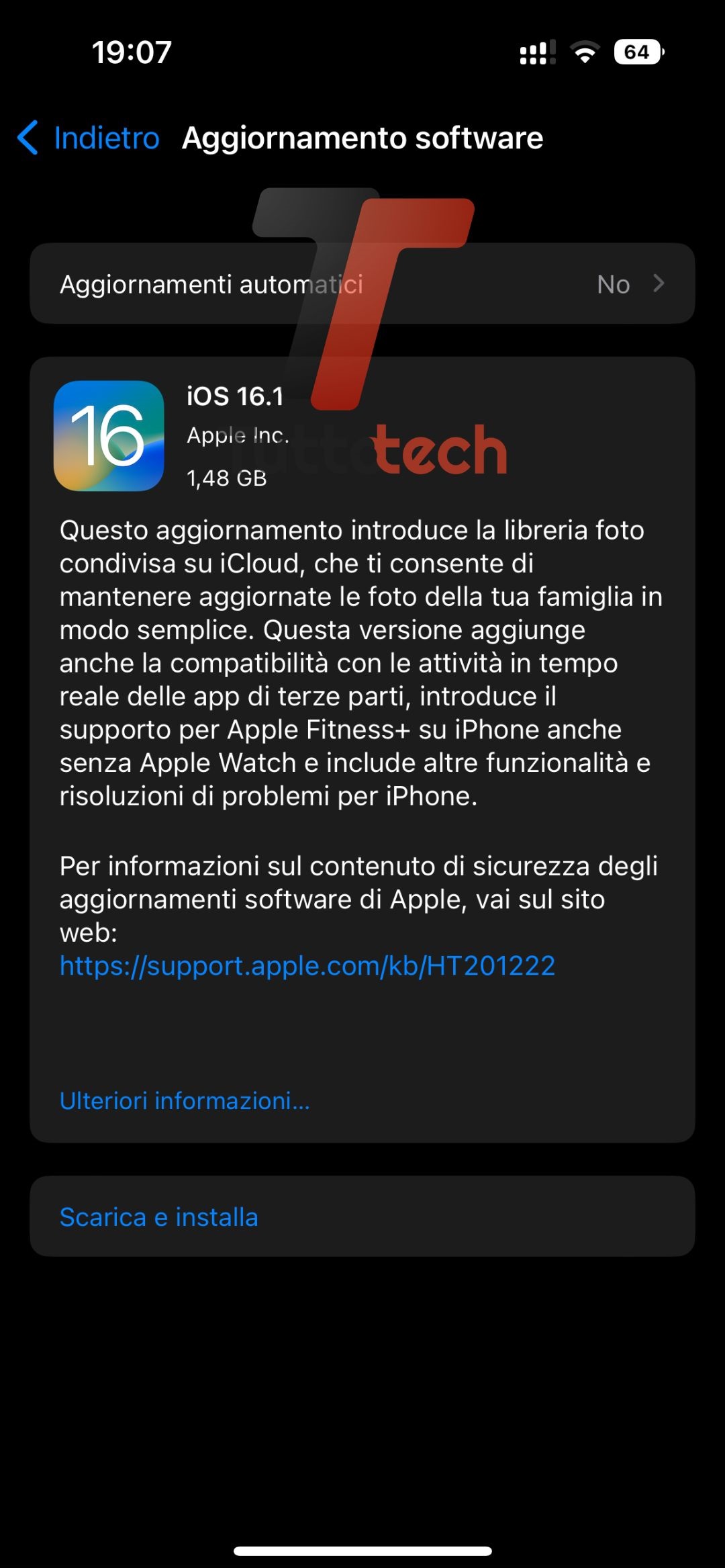 Changelog iOS 16.1 su Apple iPhone 14 Pro