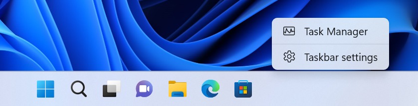 Microsoft opzione per il Task manager nella barra delle applicazioni Windows 11
