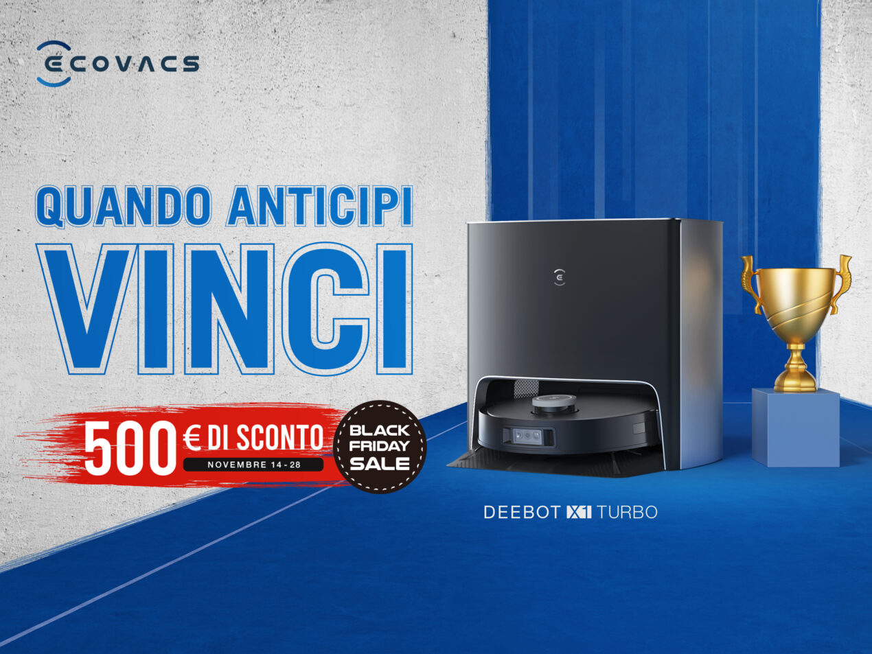 Il Black Friday di ECOVACS è da paura: 500 euro di sconto su DEEBOT X1 TURBO