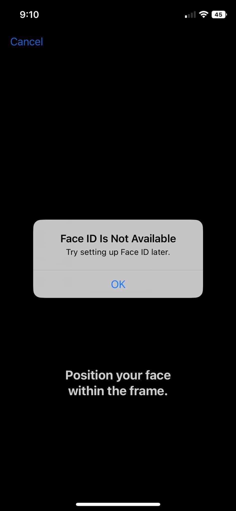 Apple iOS 16 bug Face ID