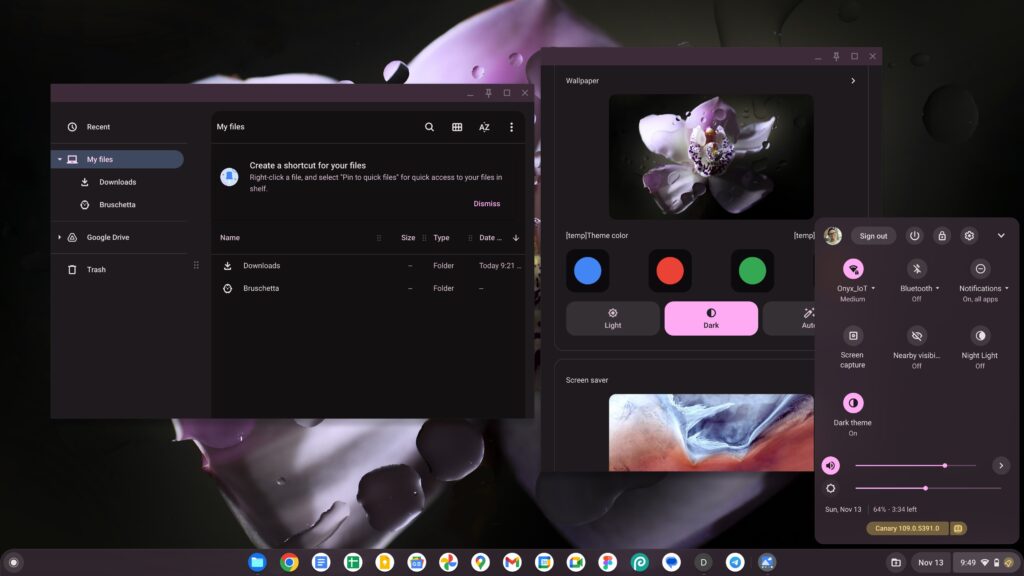 ChromeOS Material You colori dinamici