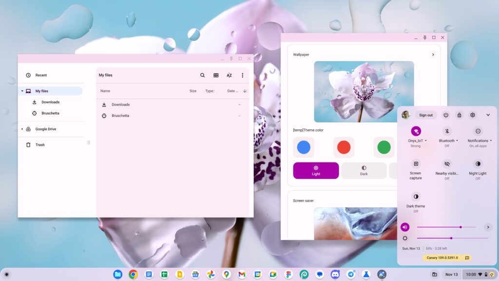 ChromeOS Material You colori dinamici