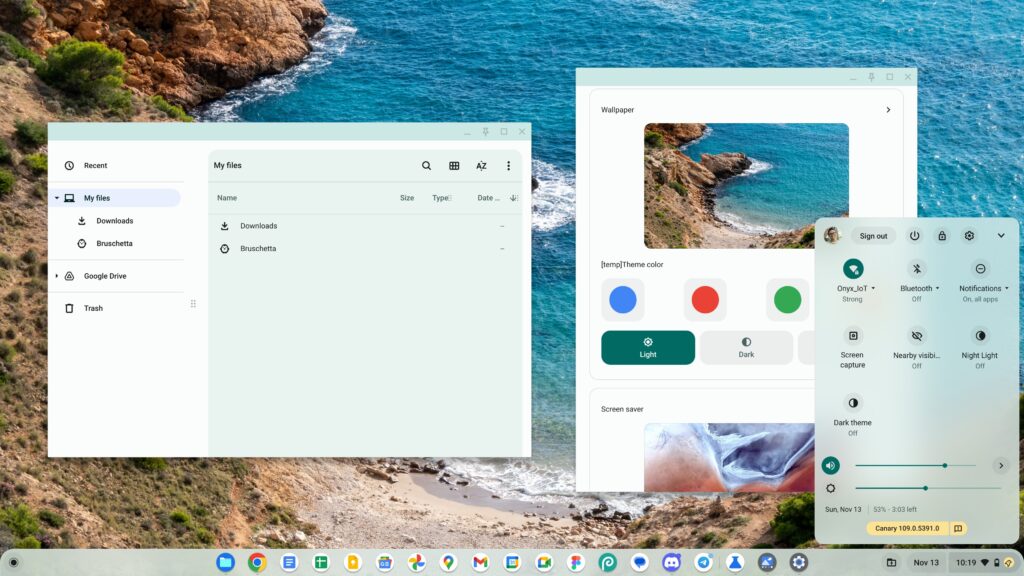 ChromeOS Material You colori dinamici