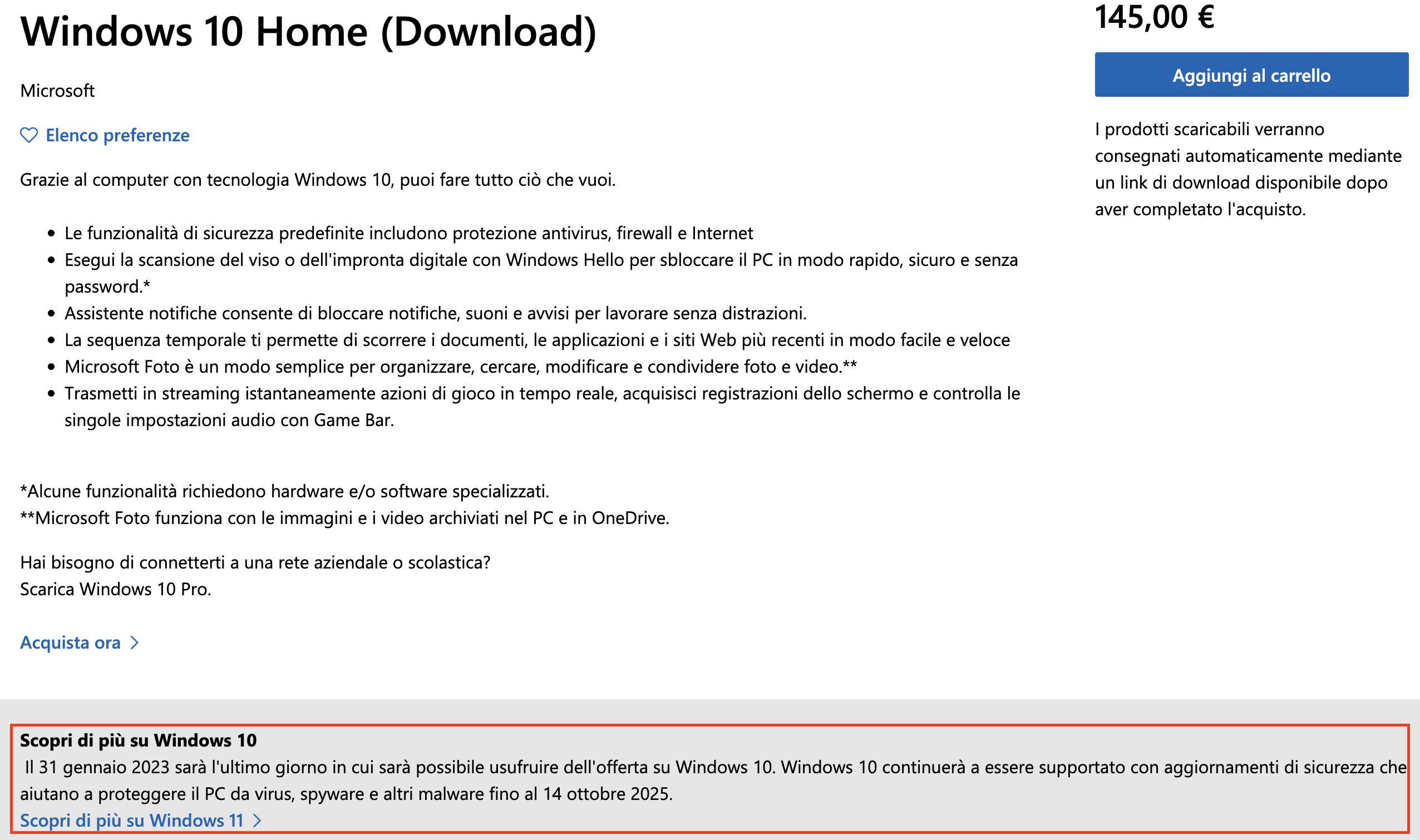 microsoft stop vendita licenze windows 10