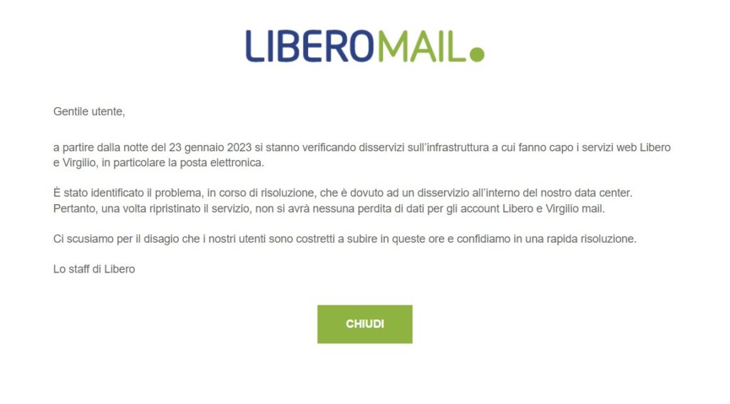 Libero email down