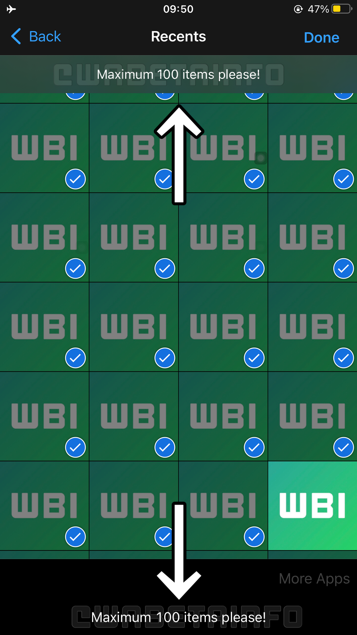 WhatsApp Beta per iOS 23.3.0.75 condivisione 100 media