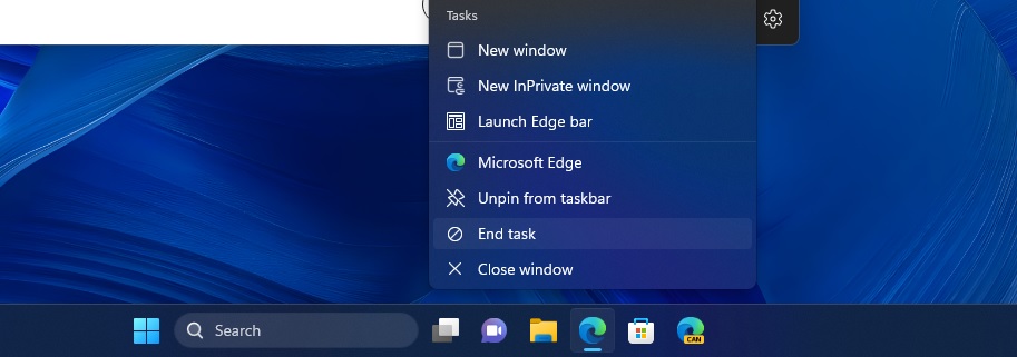 Windows 11 termina processo da barra app