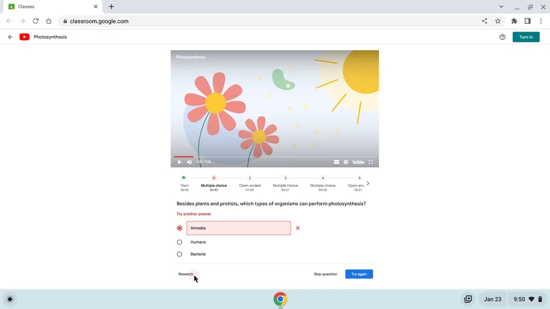 Google Classroom domande interattive tramite YouTube