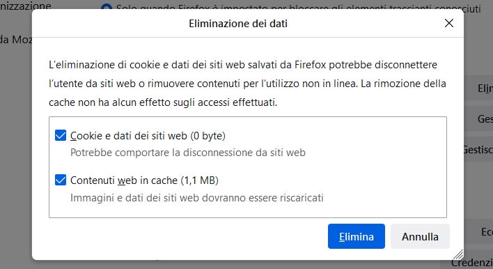cancellare cookie firefox