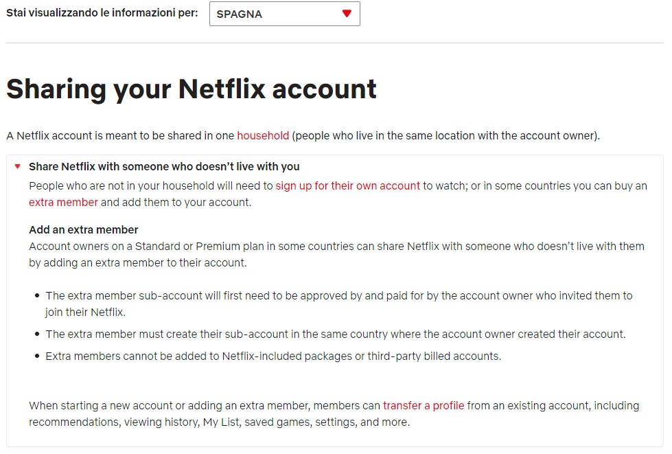 Regras contra o compartilhamento de senhas da Netflix