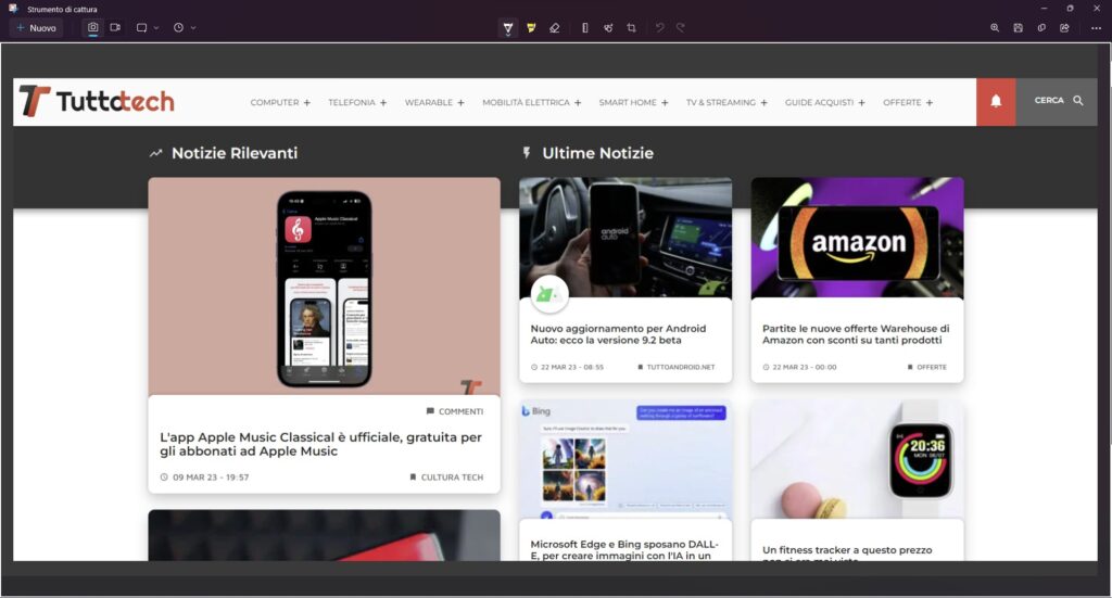Windows 11 strumento cattura