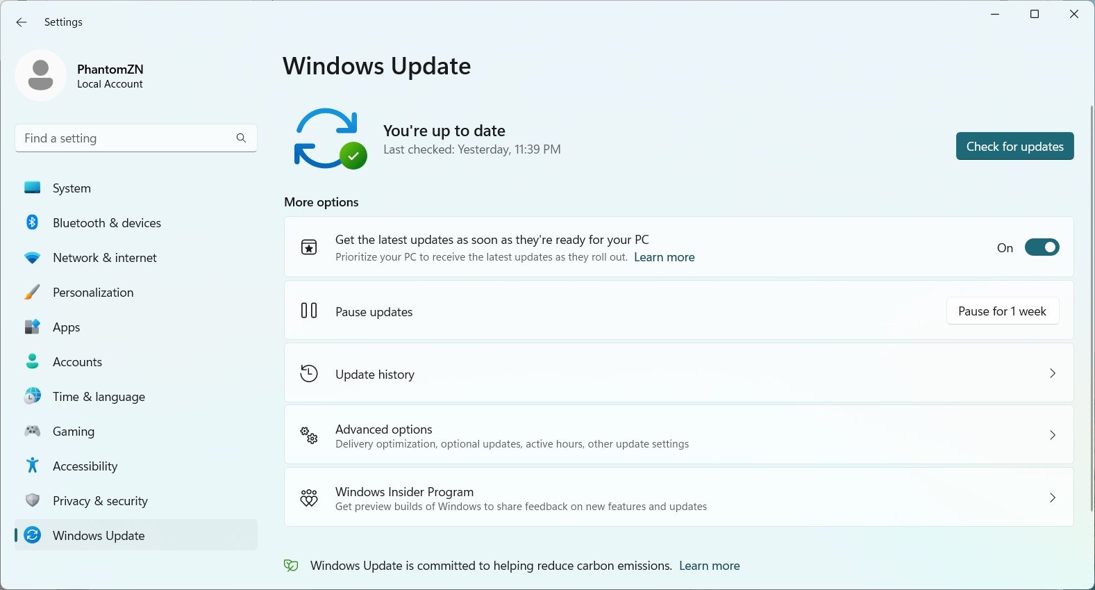 Windows 11 opzione aggiornamenti più veloci