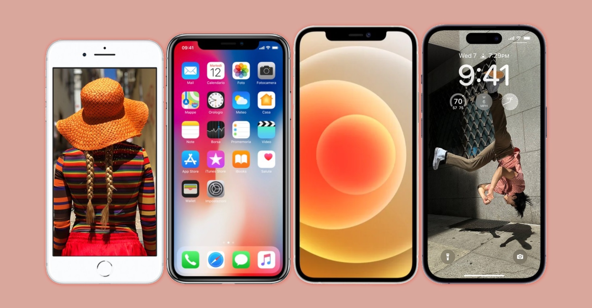 Apple iPhone 8, iPhone X, iPhone 12 e iPhone 14 Pro, quattro generazioni a confronto