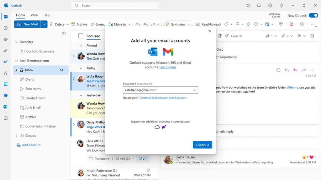 Microsoft Outlook supporto Gmail