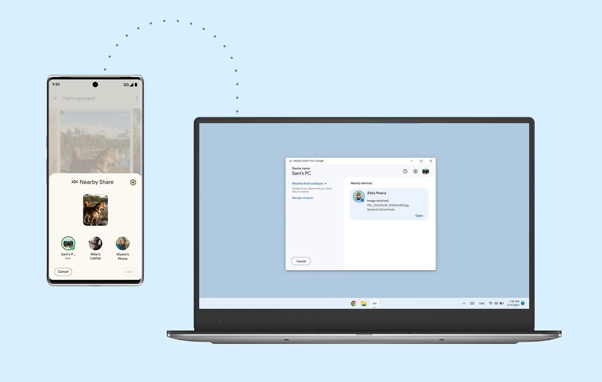 Nearby Share in versione Beta è disponibile per tutti i computer Windows