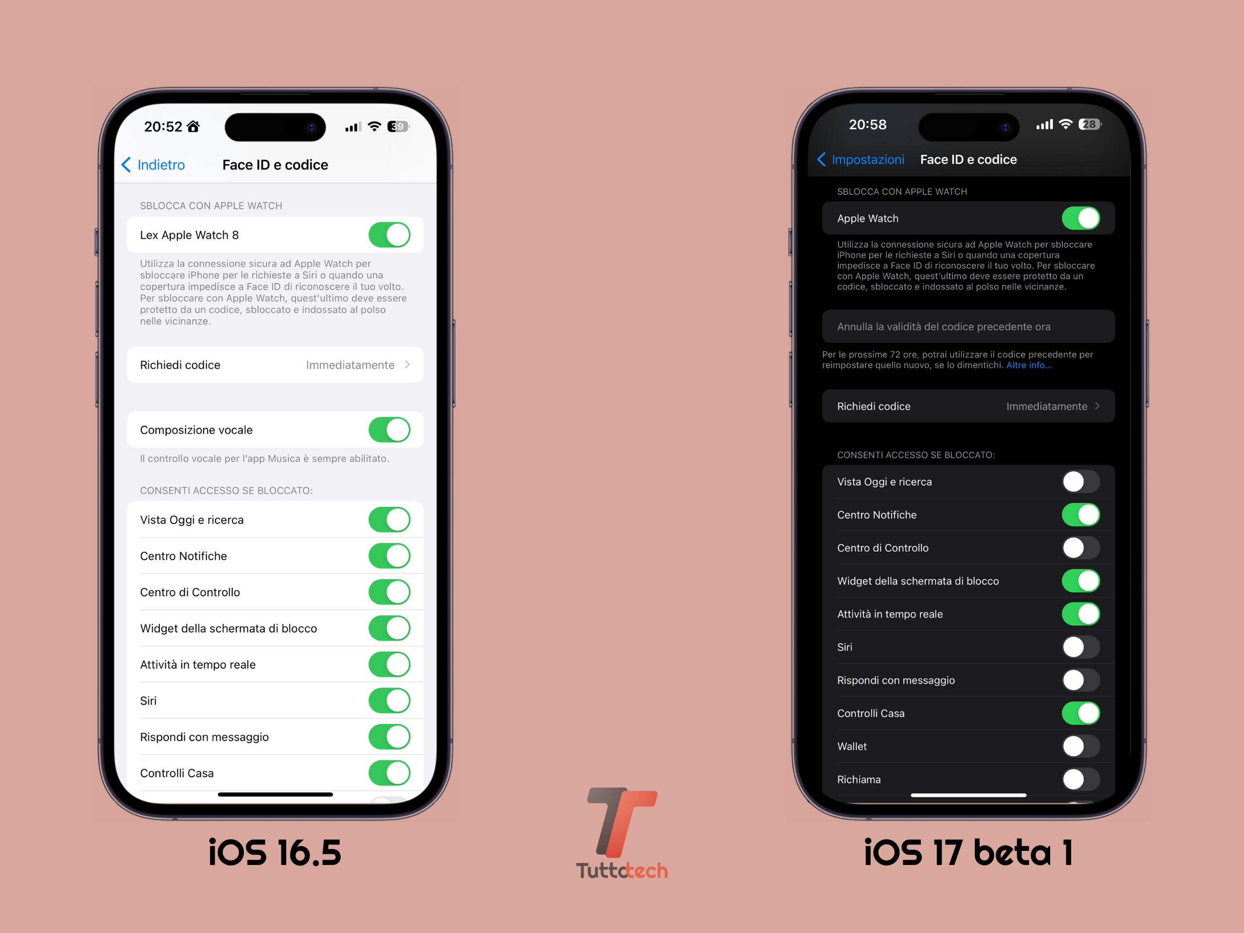 Apple iOS 16 vs iOS 17 su iPhone 14 Pro