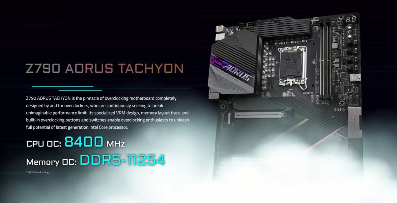 Gigabyte Z790 AORUS TACHYON da record, DDR5 overcloccate a 11.254 MT/s